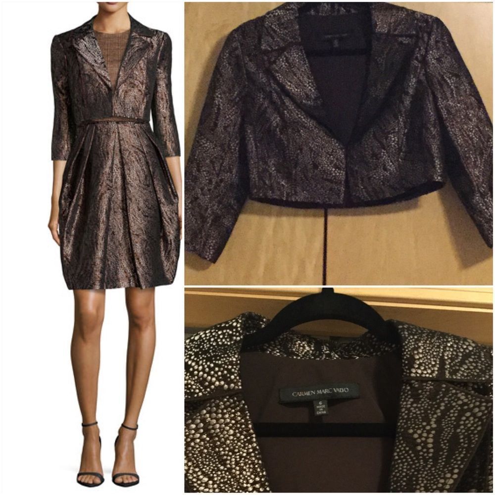 Carmen Marc Valvo 3/4 Sleeve Metallic Mat